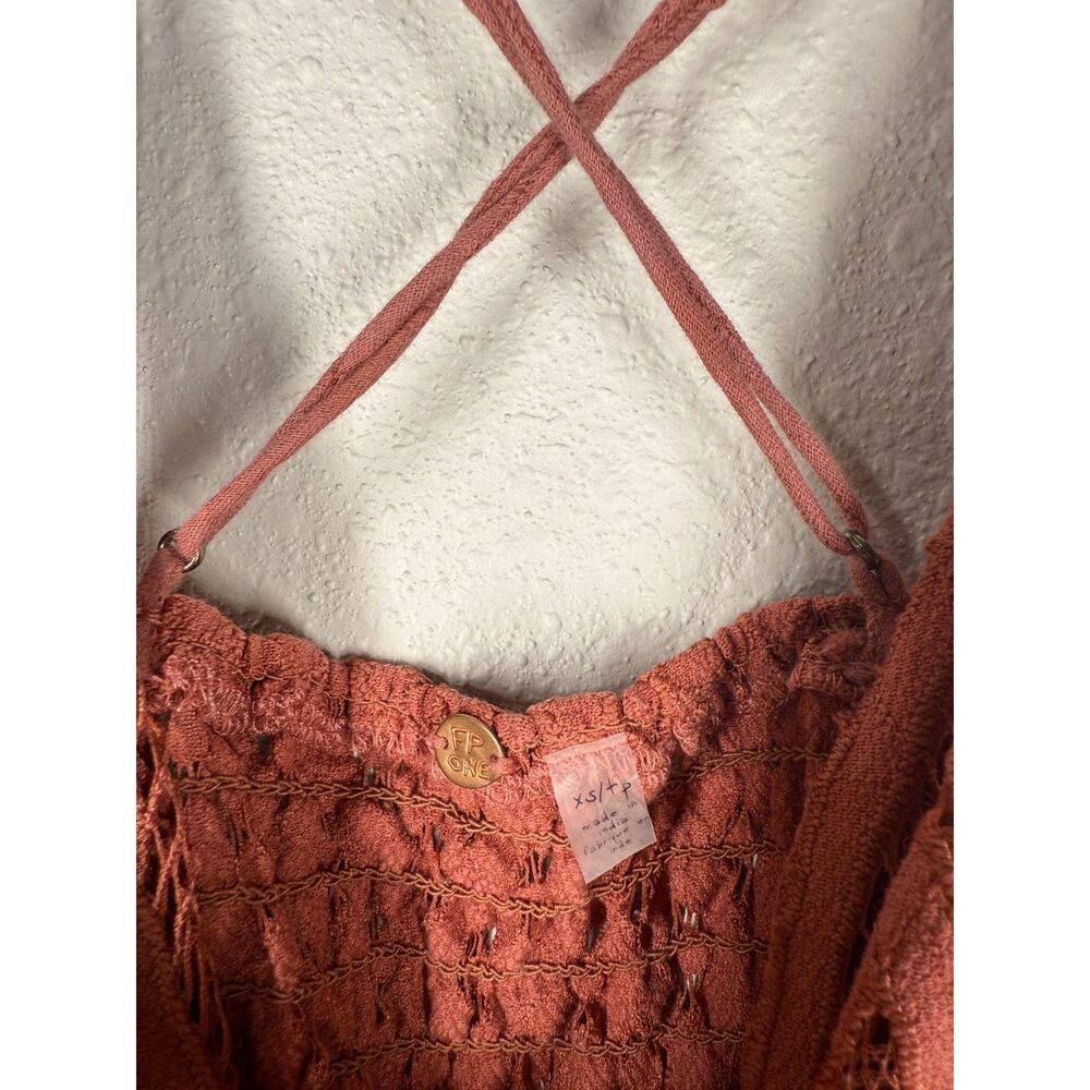 Free People Womens Orange Adella Mini Dress Sz XS Boho Feminine Cute - Picture 6 of 9